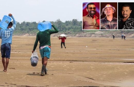 Em estado de emergência devido à seca do Rio Amazonas, prefeitura gastará R$ 1,2 milhão com shows de cantores nacionais - Foto: Ney Xavier e Reprodução/Facebook@xandaviao@pabloavozoficial@joaogomescantor2