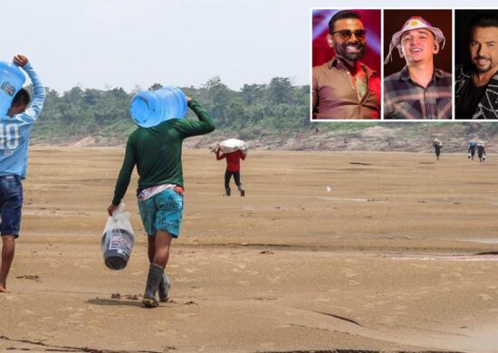 Em estado de emergência devido à seca do Rio Amazonas, prefeitura gastará R$ 1,2 milhão com shows de cantores nacionais - Foto: Ney Xavier e Reprodução/Facebook@xandaviao@pabloavozoficial@joaogomescantor2