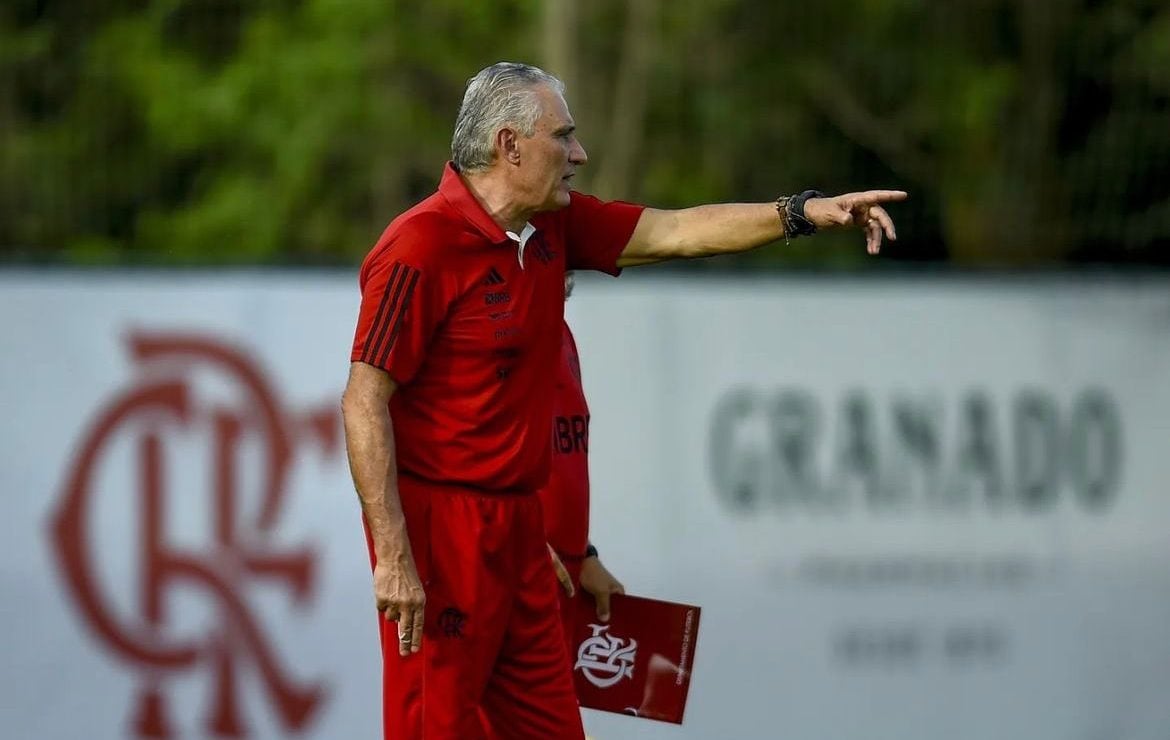 Tite durante treino no Flamengo - Foto: Marcelo Cortes/CRF