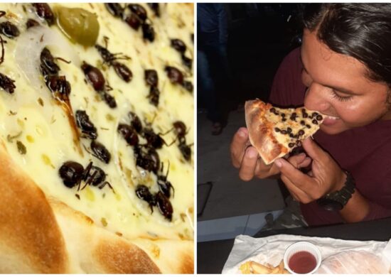 Pizza é feita com tanajuras, espécie de formiga - Foto: Reprodução/Instagram/@kalangobur