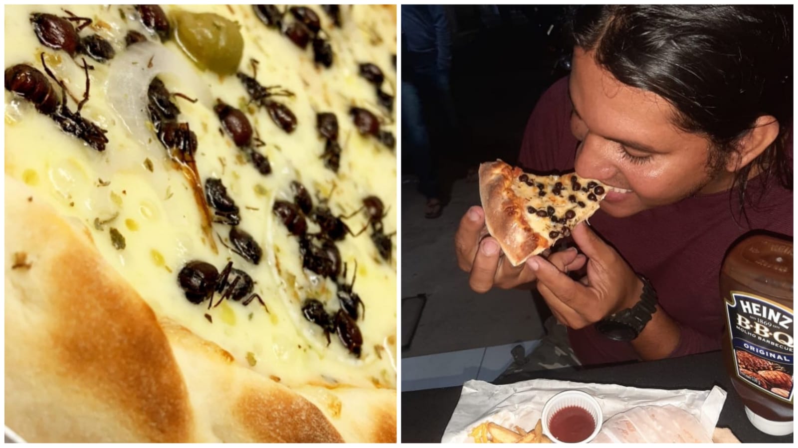 Pizza é feita com tanajuras, espécie de formiga - Foto: Reprodução/Instagram/@kalangobur