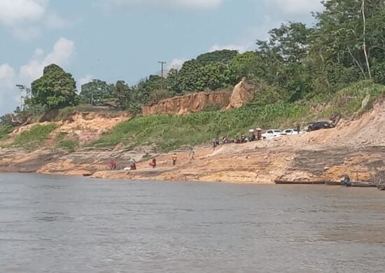 Seca no rio Solimões - Foto: Reprodução/WhatsApp