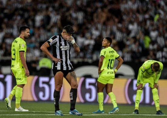 Tiquinho Soares jogador do Botafogo lamenta durante partida contra o Palmeiras - Foto: Thiago Ribeiro/Agif - Agência de Fotografia/Estadão Conteúdo