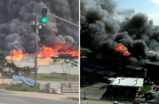 VÍDEO incêndio atinge fábrica da Cacau Show no ES