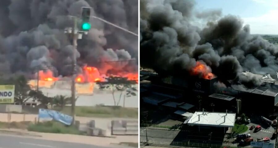 VÍDEO incêndio atinge fábrica da Cacau Show no ES