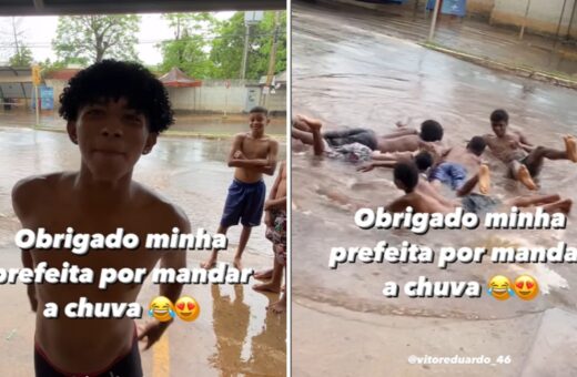 VÍDEO jovens viralizam nadando em poça alagada pela chuva em Palmas