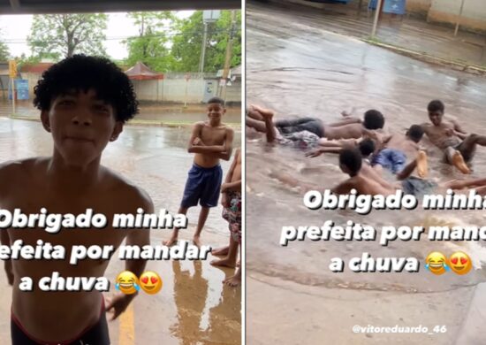 VÍDEO jovens viralizam nadando em poça alagada pela chuva em Palmas