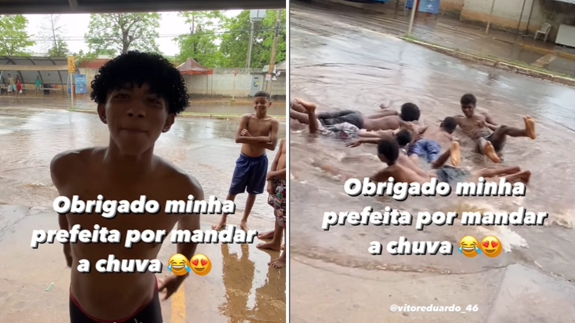 VÍDEO jovens viralizam nadando em poça alagada pela chuva em Palmas
