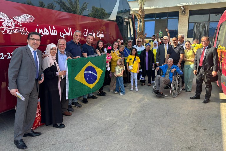 Grupo de brasileiros é resgatado da Cisjordânia, na Palestina - Foto: Representação do Brasil em Ramala, na Cisjordânia