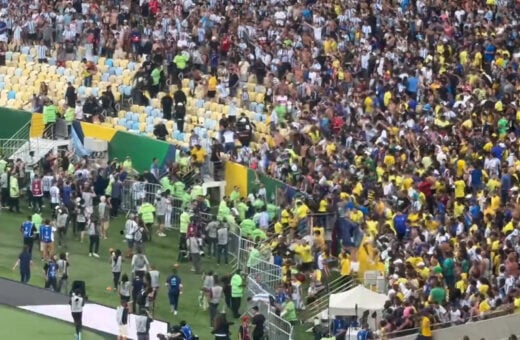 Briga no jogo de Brasil e Argentina ocorreu no Maracanã - Foto: Reprodução/WhatsApp