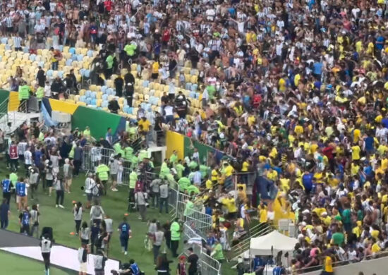 Briga no jogo de Brasil e Argentina ocorreu no Maracanã - Foto: Reprodução/WhatsApp