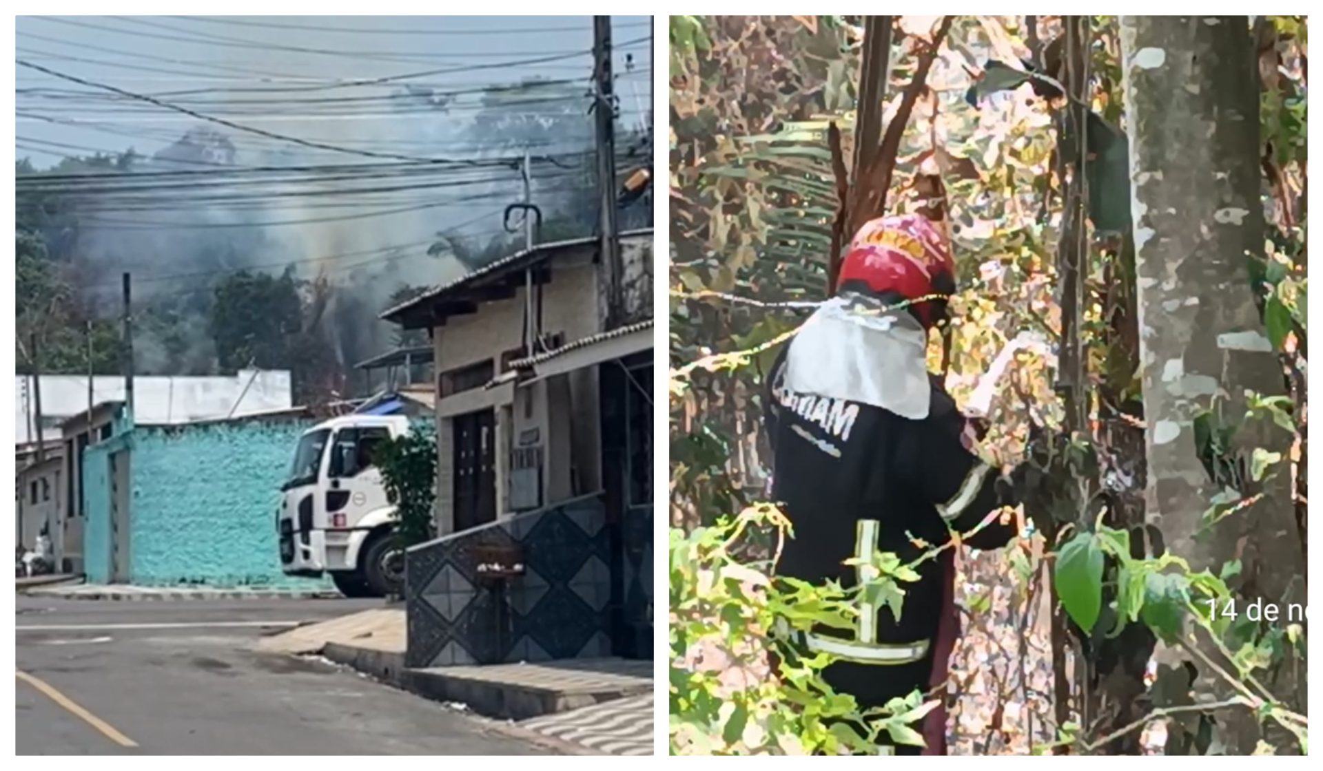 Incêndio em vegetação é controlada por bombeiros - Foto: Divulgação/CBMAM