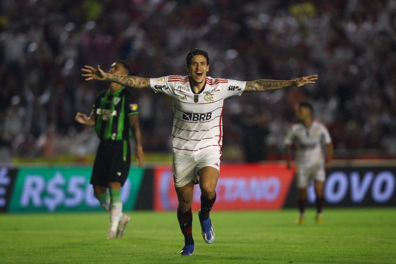 O Flamengo vence o América-MG e chega a vice-liderança do Brasileirão - Foto: Reprodução/Gilvan de Souza/CRF