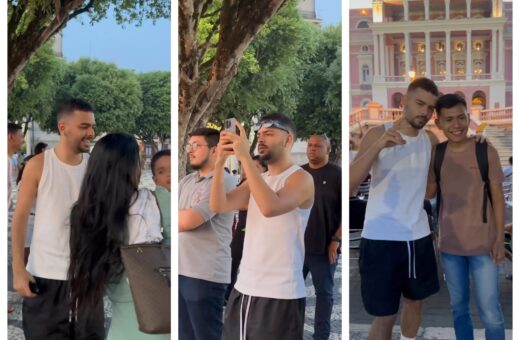 Pedro Sampaio em frente ao Teatro Amazonas - Foto: Reprodução/Instagram @sampaiers