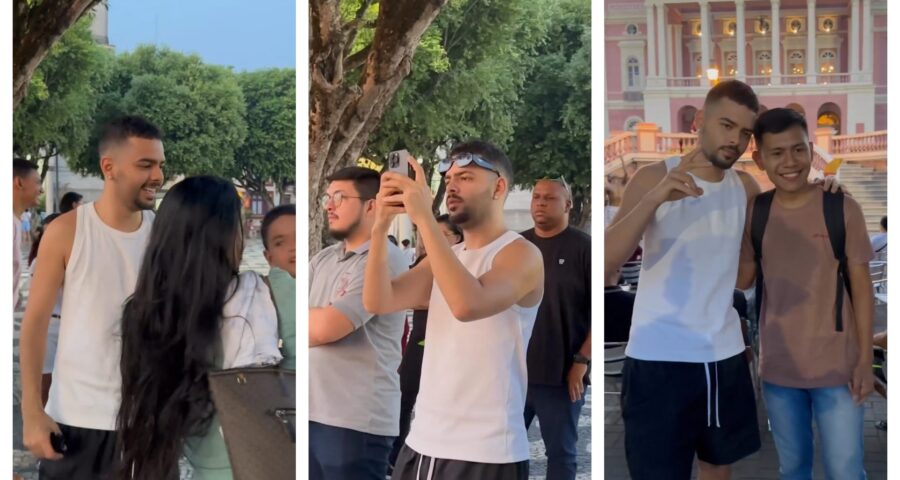 Pedro Sampaio em frente ao Teatro Amazonas - Foto: Reprodução/Instagram @sampaiers