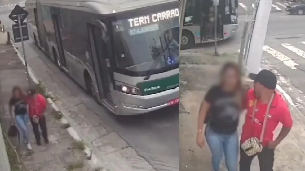 Testemunhas desconfiaram e desceram do ônibus. Suspeito saiu do local. Caso é investigado como tentativa de estupro – Foto: Reprodução