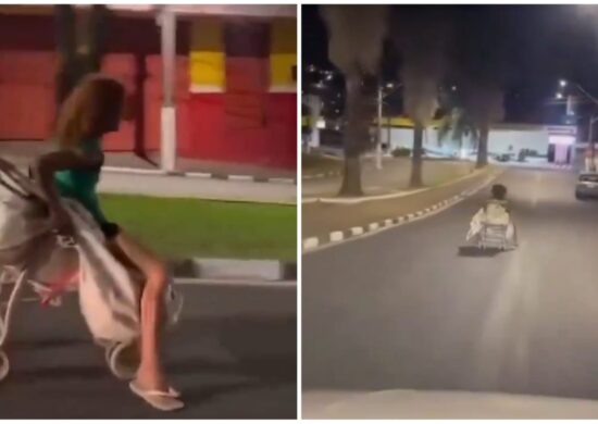 video-motorista-mulher-carrinho-de-bebe-foto-reproducao-redes-sociais