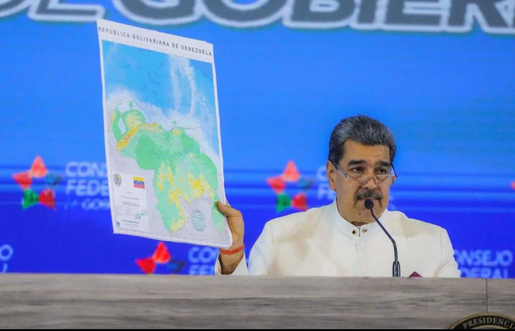 Presidente da Venezuela divulga ‘novo mapa’ do país com inclusão de Essequibo