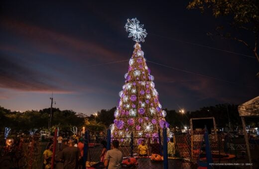 Árvores de natal gigantes são tradicionais em Boa Vista - Foto: Semuc/PMBV