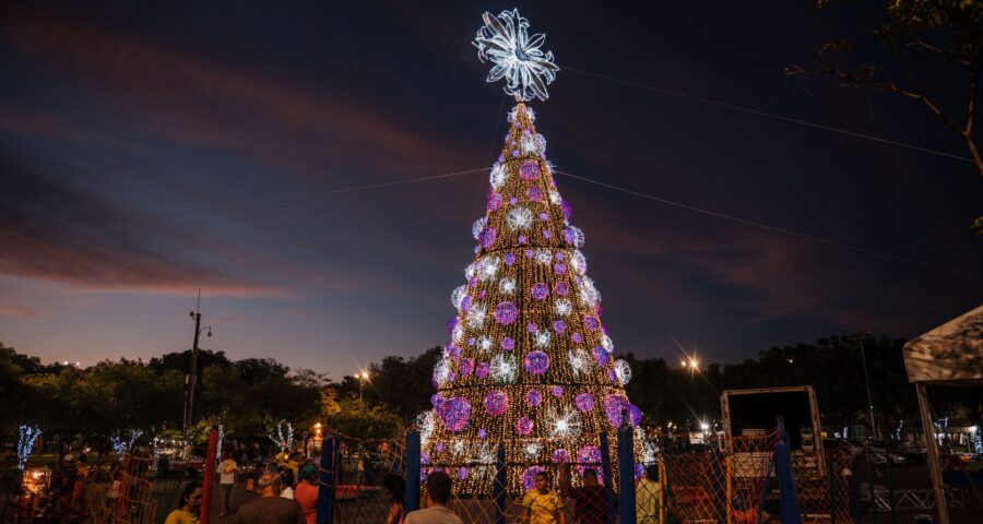 Árvores de natal gigantes são tradicionais em Boa Vista - Foto: Semuc/PMBV