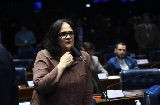 Em pronunciamento no Plenário, senadora Damares Alves - Foto: Marcos Oliveira/Agência Senado