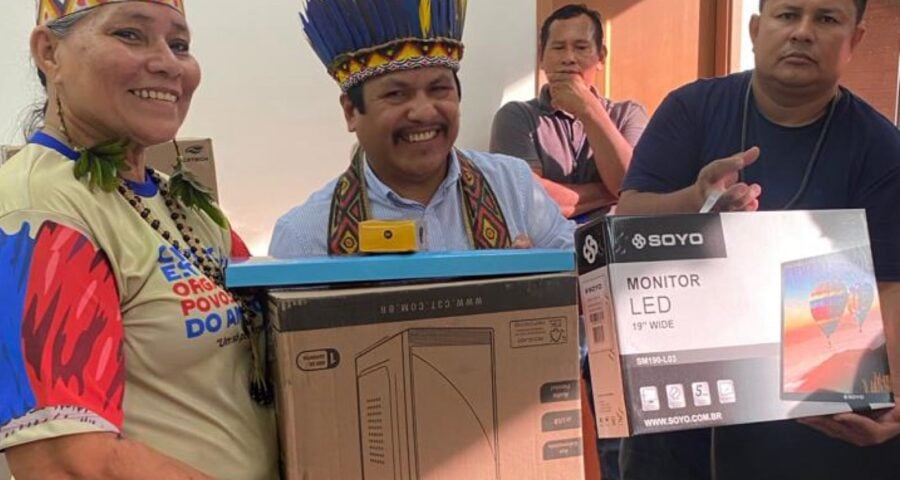 A entrega dos computadores foi realizada na sede da Fundação Estadual dos Povos Indígenas do Amazonas (Fepiam), em Manaus - Foto: Divulgação/Fepiam