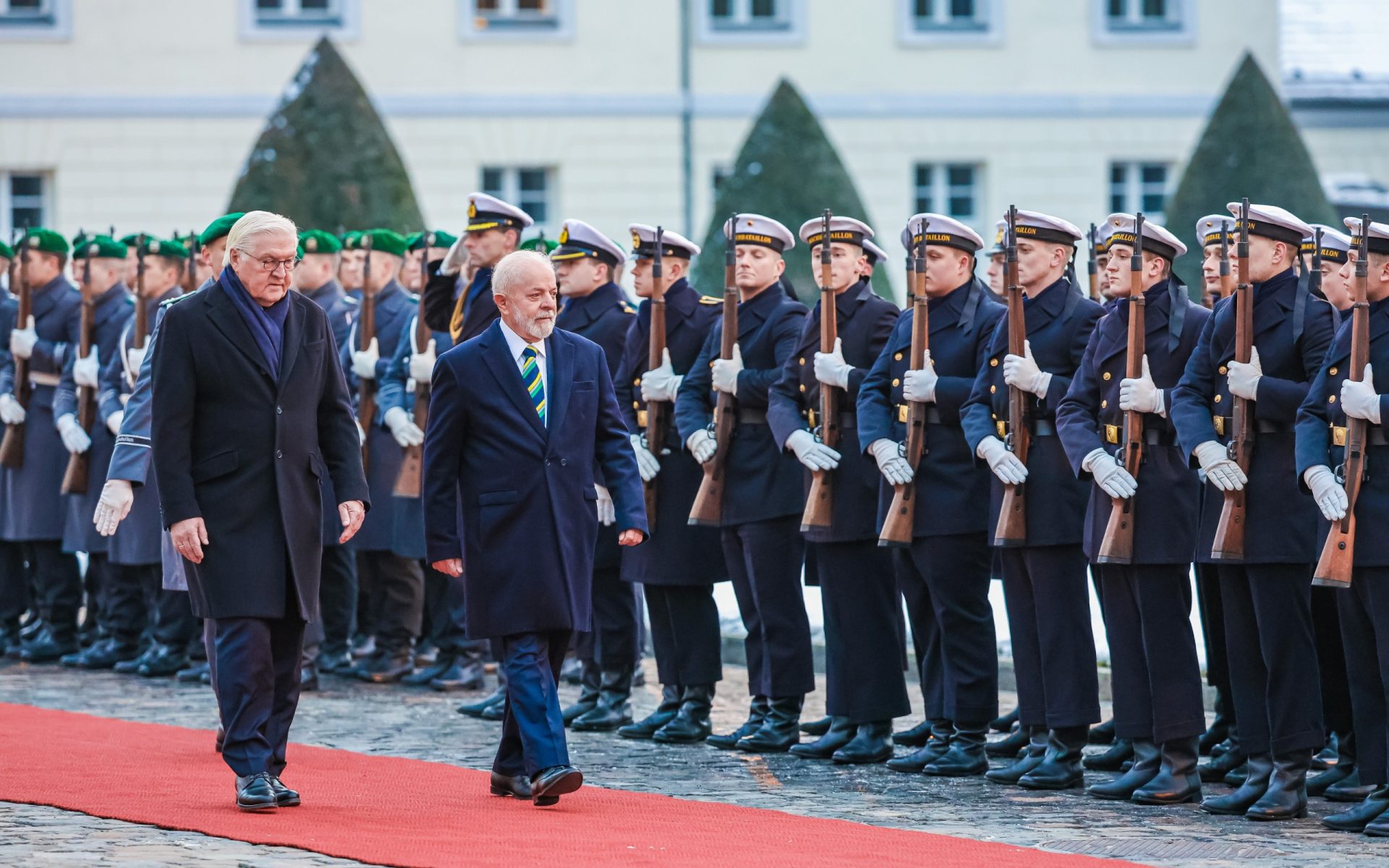 Lula (PT) se reuniu nesta segunda (04) com o presidente alemão, Frank-Walter Steinmeier, no Palácio Bellevue, em Berlim -Foto: Ricardo Stuckert/PR