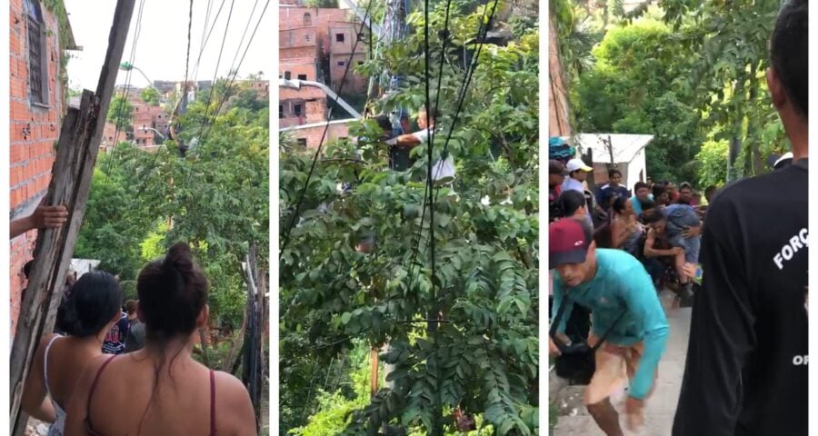 Após ser eletrocutado, homem foi socorrido pelos moradores - Foto: Reprodução/WhatsApp