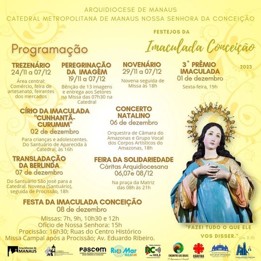 Programação do evento - Foto: Divulgação/Arquidiocese de Manaus 