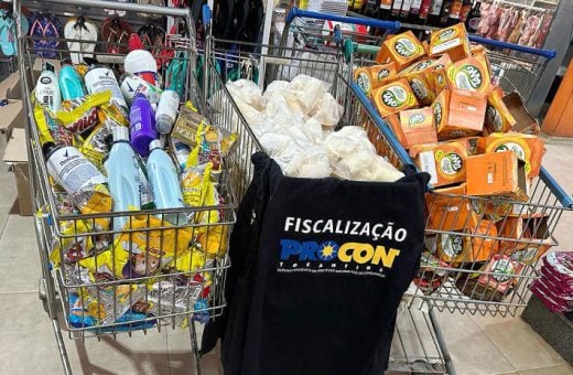Equipe de fiscais apreendeu ao todo 1.418 produtos, após denúncia de consumidores - Foto: Procon/Governo do Tocantins