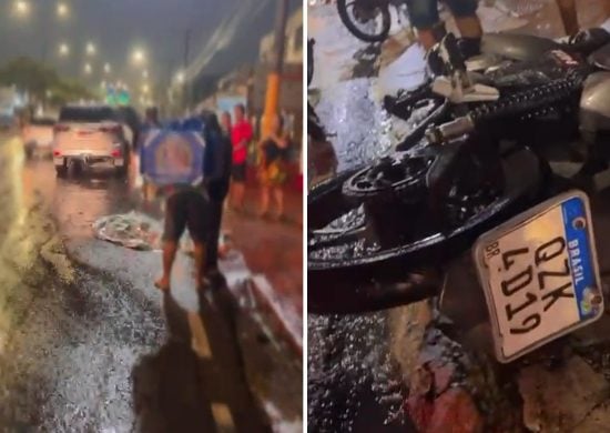 Homem que empurrava moto após pane mecânica é atropelado em Manaus