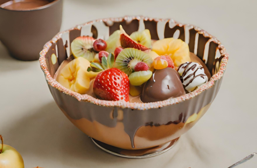 Receita de tigela de chocolate com frutas - Foto: Reprodução/Canva