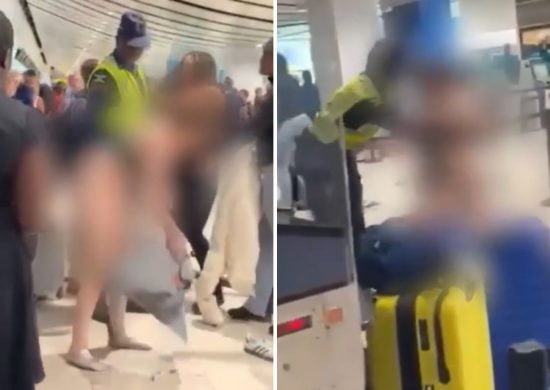 VÍDEO mulher tira as roupas e ataca pessoas em aeroporto