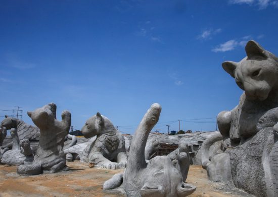 Previsão do Tempo: Céu na produção dos animais cênicos e obras do parque Amazonino Mendes. - Foto: Clóvis Miranda / Semcom