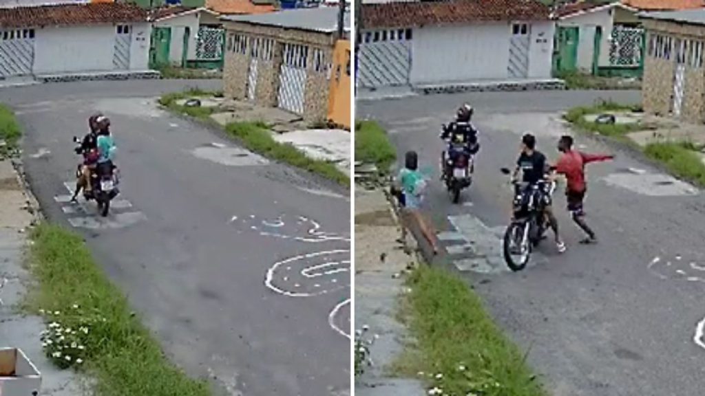 VÍDEO mulher é assaltada por dupla na moto em Manaus