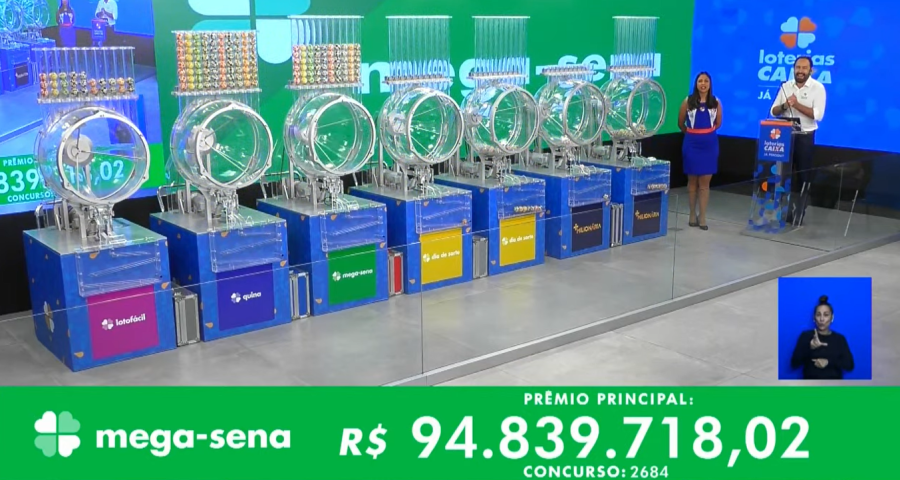 Sorteio da Mega-Sena ocorre no espaço Caixa, em São Paulo - Foto: Reprodução/YouTube Caixa Econômica Federal