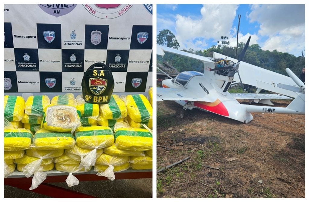 A cocaína seria transportada em um avião de pequeno porte - Foto: Divulgação/PMAM