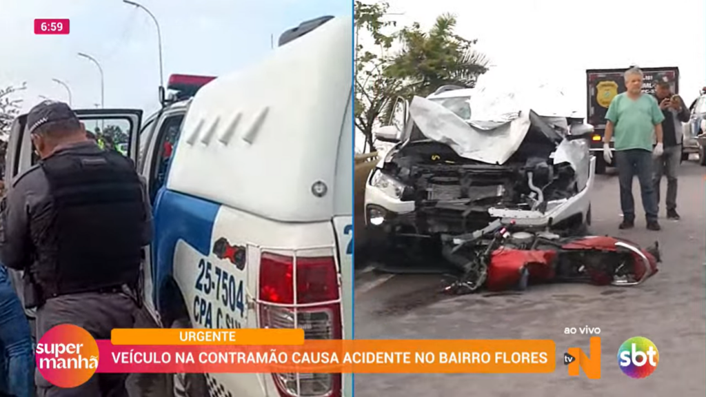 Acidente aconteceu na Avenida Torquato Tapajós - Foto: Reprodução/TV Norte Amazonas
