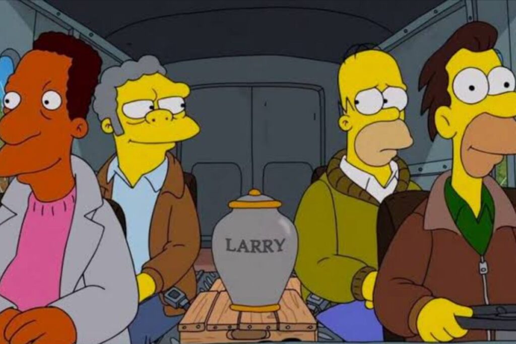 Homer, Moe, Carl e Lenny comparecem ao seu funeral para homenagear o amigo