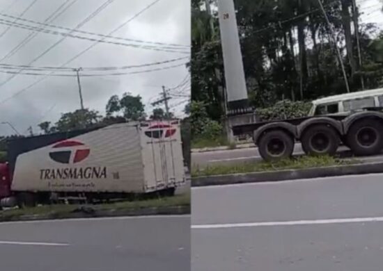 Acidente despedaçou caminhão em Manaus. Imagem: Divulgação