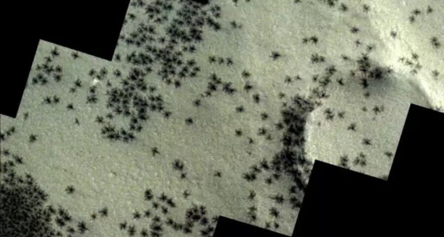 'Aranhas' foram encontradas em Marte. Imagem: Divulgação/Agência Espacial Europeia