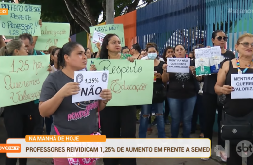 Manifestação dos professores aconteceu nesta sexta-feira (5) - Foto: Reprodução/TV Norte Amazonas