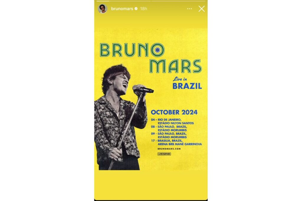 Bruno Mars confirma que vem ao Brasil ainda esta ano