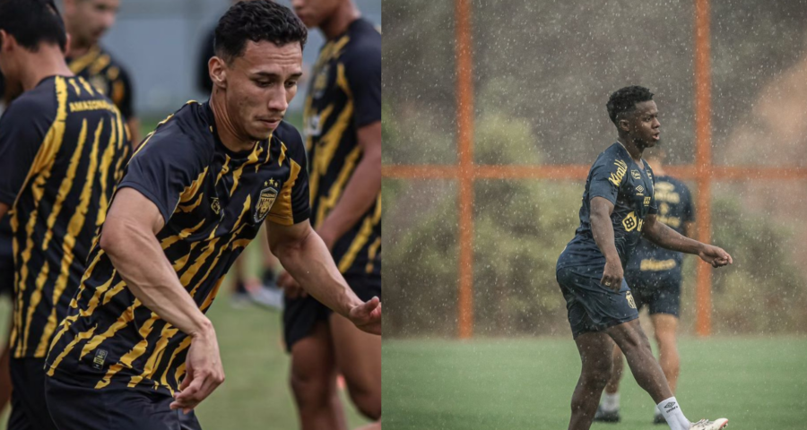 Amazonas tenta a primeira vitória na competição, enquanto o Santos lidera o torneio - Fotos: João Normando/AMFC e Raul Baretta/Santos FC