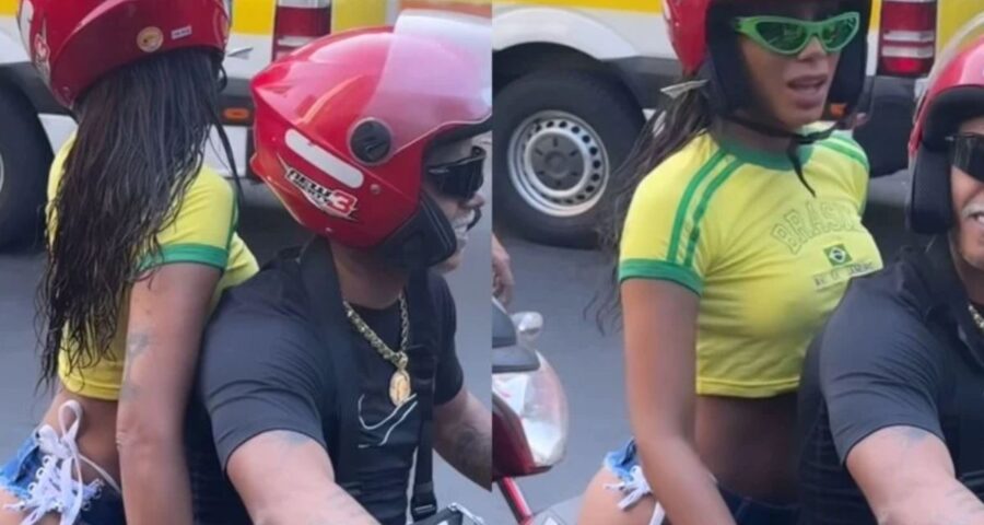 Anitta andou de mototáxi em favela no Rio. Imagem: Reprodução/Instagram
