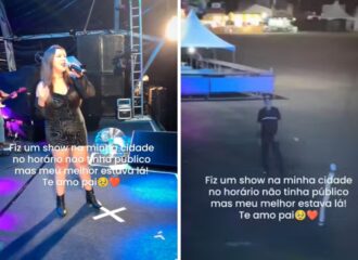 Cantora publicou vídeo onde aparece apenas seu pai na plateia. Imagem: Reprodução/X