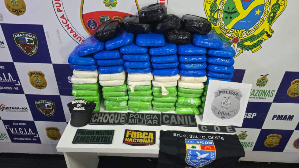 Casal foi preso em Coari com mais de 80 kg de Cocaína - Foto: Divulgação/SSP-AM