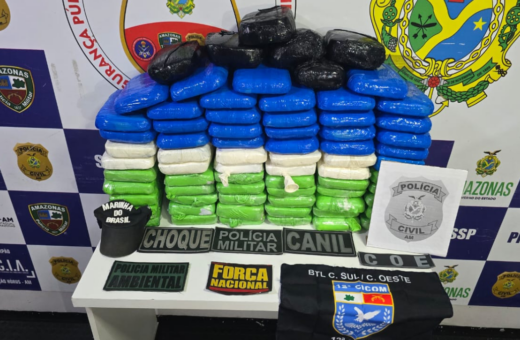 Casal foi preso em Coari com mais de 80 kg de Cocaína - Foto: Divulgação/SSP-AM