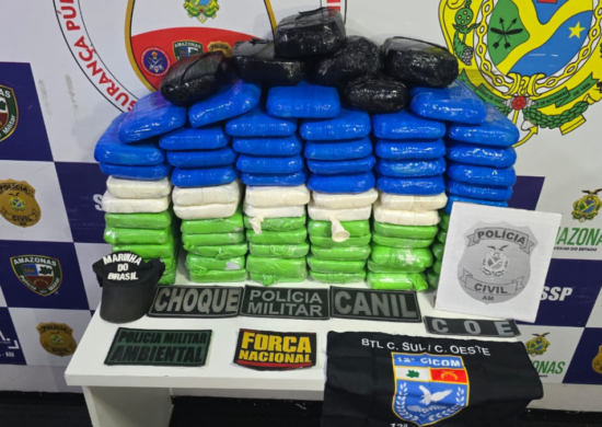 Casal foi preso em Coari com mais de 80 kg de Cocaína - Foto: Divulgação/SSP-AM