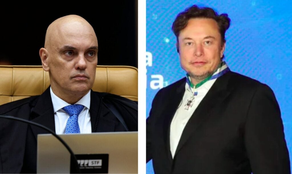 Alexandre de Moraes e Elons Musk, dono da rede X. Foto: Reprodução
